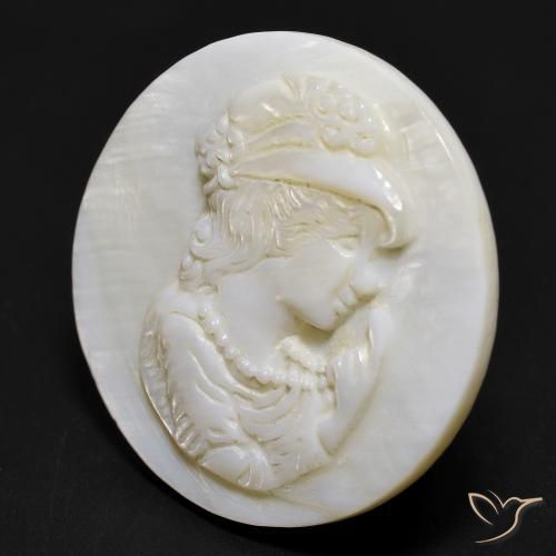 Madreperla Blanco perlado natural de 14.26 ct, Redondo, Opaco