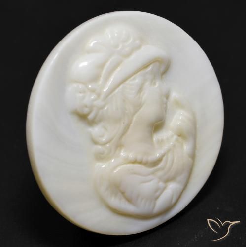 Madreperla Blanco cálido natural de 14.86 ct, Redondo, Opaco
