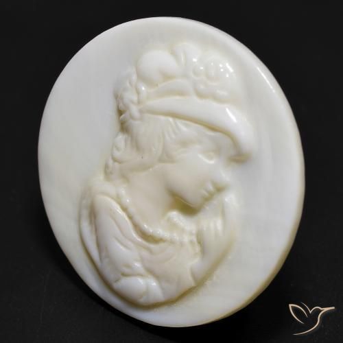 Madreperla Blanco cálido natural de 14.86 ct, Redondo, Opaco