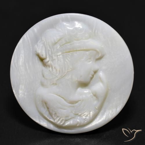 14.67ct Natural Blanco perlado Madreperla, Redondo, Opaco