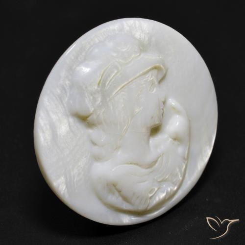 Madreperla Blanco perlado natural de 14.67 ct, Redondo, Opaco