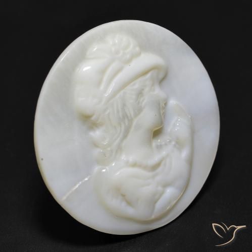 Madreperla Blanco perlado natural de 10.19 ct, Redondo, Opaco