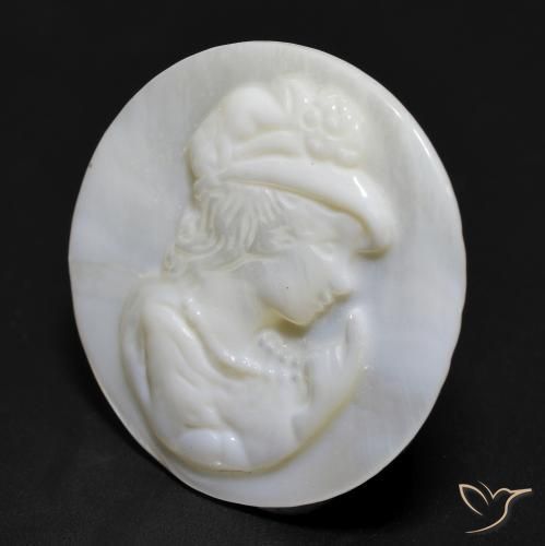 Madreperla Blanco perlado natural de 10.19 ct, Redondo, Opaco