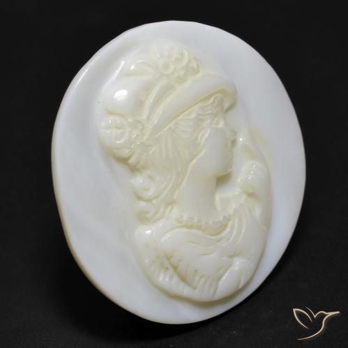 Madreperla Blanco perlado natural de 12.98 ct, Redondo, Opaco