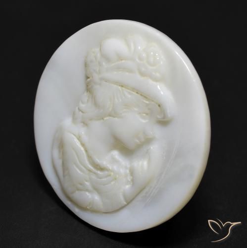 Madreperla Blanco perlado natural de 14.89 ct, Redondo, Opaco