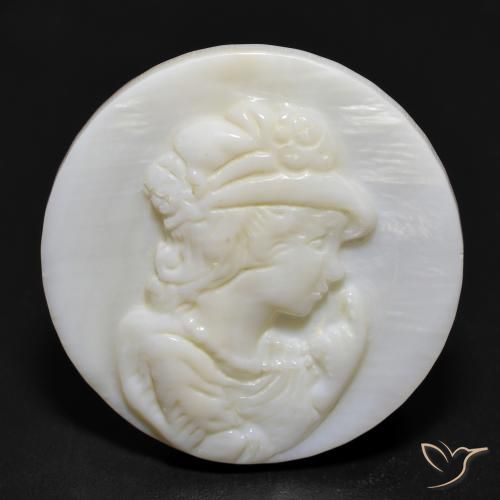 16.55ct Natural Blanco perlado Madreperla, Redondo, Opaco