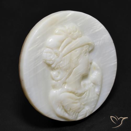 Madreperla Blanco perlado natural de 16.55 ct, Redondo, Opaco