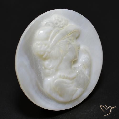 Madreperla Blanco perlado natural de 12.25 ct, Redondo, Opaco