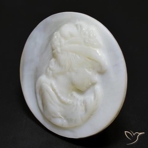 Madreperla Blanco perlado natural de 12.25 ct, Redondo, Opaco