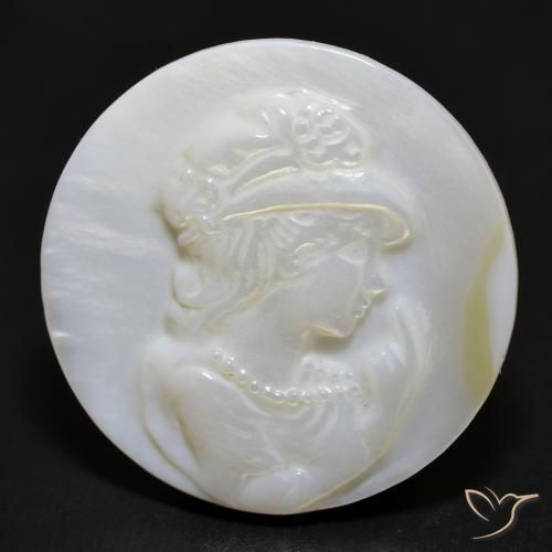 15.28ct Natural Blanco perlado Madreperla, Redondo, Opaco