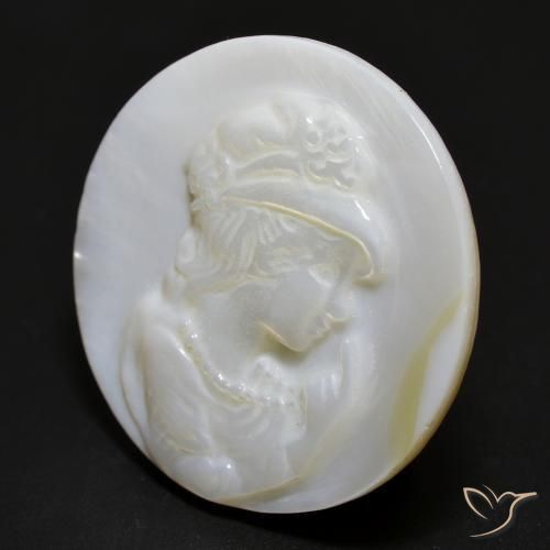 Madreperla Blanco perlado natural de 15.28 ct, Redondo, Opaco