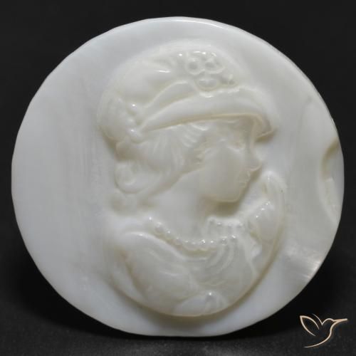 13.54ct Natural Blanco perlado Madreperla, Redondo, Opaco
