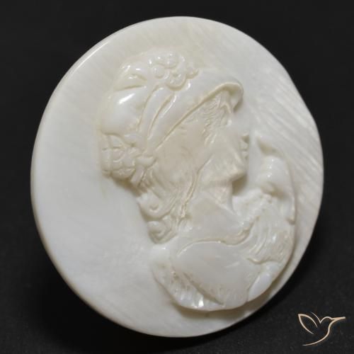 Madreperla Blanco natural de 14.64 ct, Redondo, Opaco