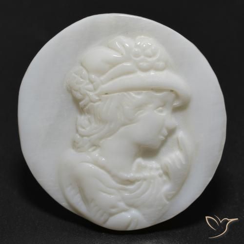 12.15ct Natural Blanco perlado Madreperla, Redondo, Opaco