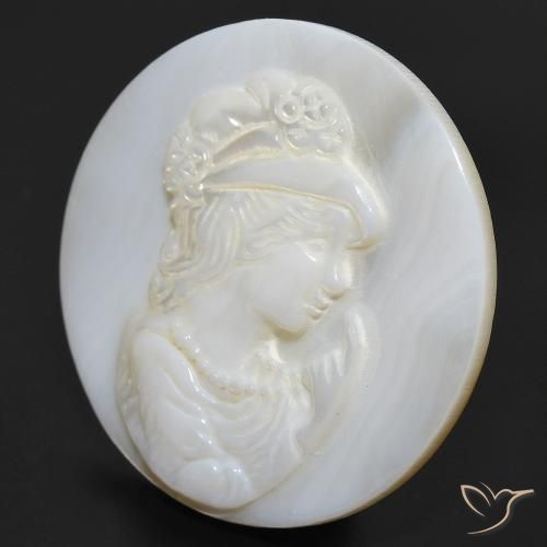 Madreperla Blanco perlado natural de 15.14 ct, Redondo, Opaco