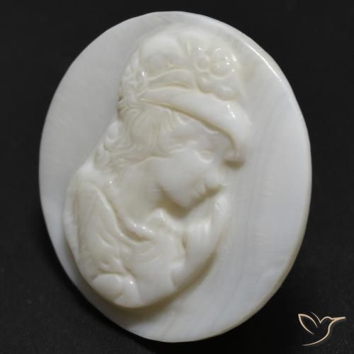Madreperla Blanco perlado natural de 14.15 ct, Redondo, Opaco