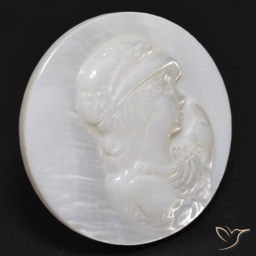 Madreperla Blanco perlado natural de 17.46 ct, Redondo, Opaco