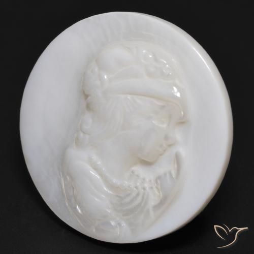 Madreperla Blanco perlado natural de 17.46 ct, Redondo, Opaco
