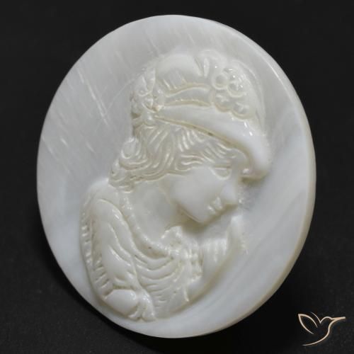 Madreperla Blanco perlado natural de 12.97 ct, Redondo, Opaco