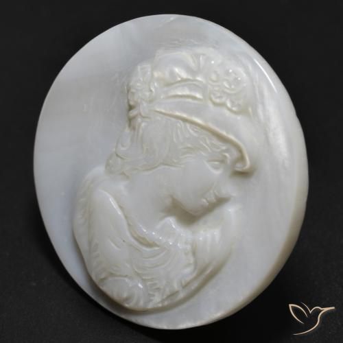 Madreperla Blanco perlado natural de 12.91 ct, Redondo, Opaco