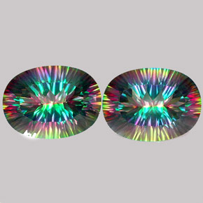 Gemas de cuarzo místico multicolor natural de  ct, corte óvalo, IF