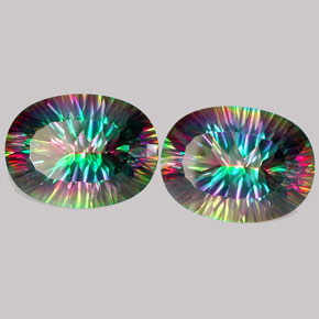 Gemas de cuarzo místico multicolor natural de  ct, corte óvalo, IF