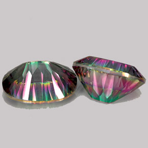 Gemas de cuarzo místico multicolor natural de  ct, corte óvalo, IF