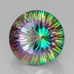 Cuarzo místico multicolor natural de 13,32 ct, corte redondo, VVS