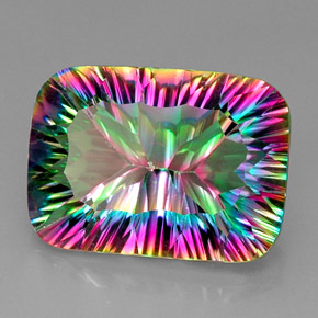 Cuarzo Místico Arcoíris superior natural de 21.66 ct, corte esmeralda, VVS