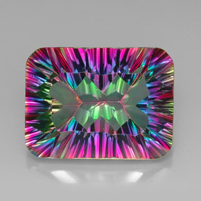 Cuarzo místico multicolor natural de 21,30 ct, corte esmeralda, VVS