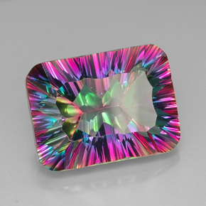 Cuarzo místico multicolor natural de 21,30 ct, corte esmeralda, VVS