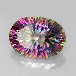 Cuarzo místico multicolor natural de 13,18 ct, corte óvalo, VVS