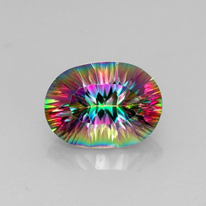 Cuarzo místico multicolor natural de 13,12 ct, corte óvalo, VVS