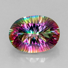 Cuarzo místico multicolor natural de 13,61 ct, corte óvalo, VVS