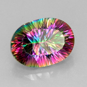 Cuarzo místico multicolor natural de 13,61 ct, corte óvalo, VVS