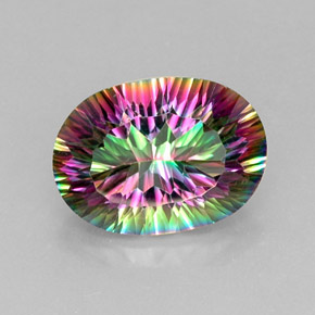 Cuarzo místico multicolor natural de 12,67 ct, corte óvalo, VVS