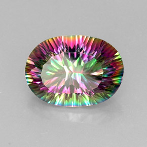 Cuarzo místico multicolor natural de 12,67 ct, corte óvalo, VVS