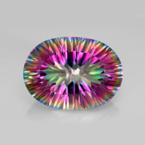 Cuarzo místico multicolor natural de 11,87 ct, corte óvalo, VVS