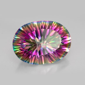 Cuarzo místico multicolor natural de 11,87 ct, corte óvalo, VVS