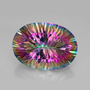 Cuarzo místico multicolor natural de 12,09 ct, corte óvalo, VVS