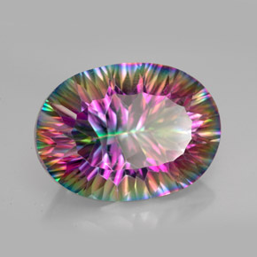 Cuarzo místico multicolor natural de 12,09 ct, corte óvalo, VVS