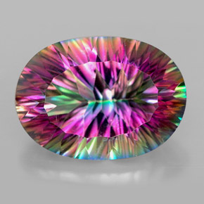 Cuarzo místico multicolor natural de 13,29 ct, corte óvalo, VVS
