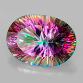 Cuarzo místico multicolor natural de 13,29 ct, corte óvalo, VVS