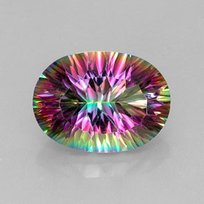 Cuarzo místico multicolor natural de 13,61 ct, corte óvalo, VVS