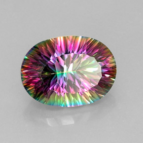 Cuarzo místico multicolor natural de 13,61 ct, corte óvalo, VVS