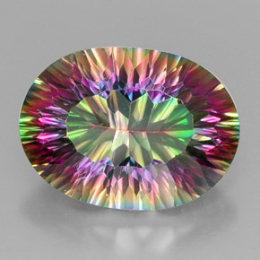 Cuarzo místico multicolor natural de 12,71 ct, corte óvalo, VVS