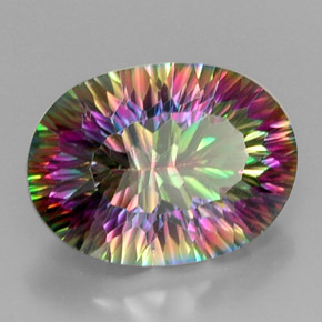 Cuarzo místico multicolor natural de 12,71 ct, corte óvalo, VVS
