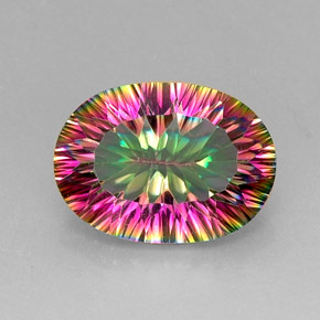 Cuarzo místico multicolor natural de 11,32 ct, corte óvalo, VVS