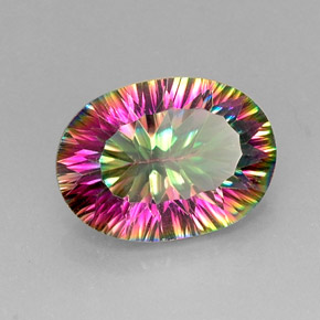 Cuarzo místico multicolor natural de 11,32 ct, corte óvalo, VVS
