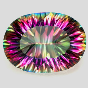 Cuarzo místico multicolor natural de 12,22 ct, corte óvalo, VVS